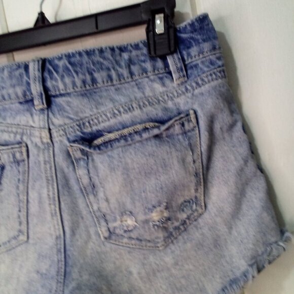 Indigo Rein Denim Shorts Juniors 1 Cut-off Raw Hem Distressed Plaid Festival - Picture 14 of 16